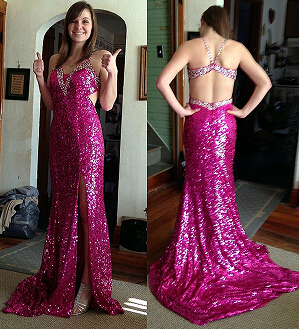 2016 Sexy V Neck Sparkling Open Back Sequined Mermaid Prom Dresses Sweep Train Split Side Long Formal Evening Gowns Custom made, Ivory
2016 Sexy V Neck Sparkling Open Back Sequined Mermaid Prom Dresses Sweep Train Split Side Long Formal Evening Gowns Custom made, Ivory
