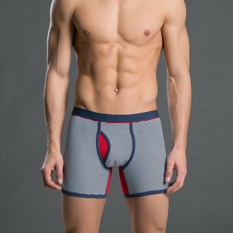 Wholesale-Mens Low-Rise Cotton Stretch stripe Boxer Underwear for Man Long Leg Boxer 6 colors BO001, Blue
Wholesale-Mens Low-Rise Cotton Stretch stripe Boxer Underwear for Man Long Leg Boxer 6 colors BO001, Blue