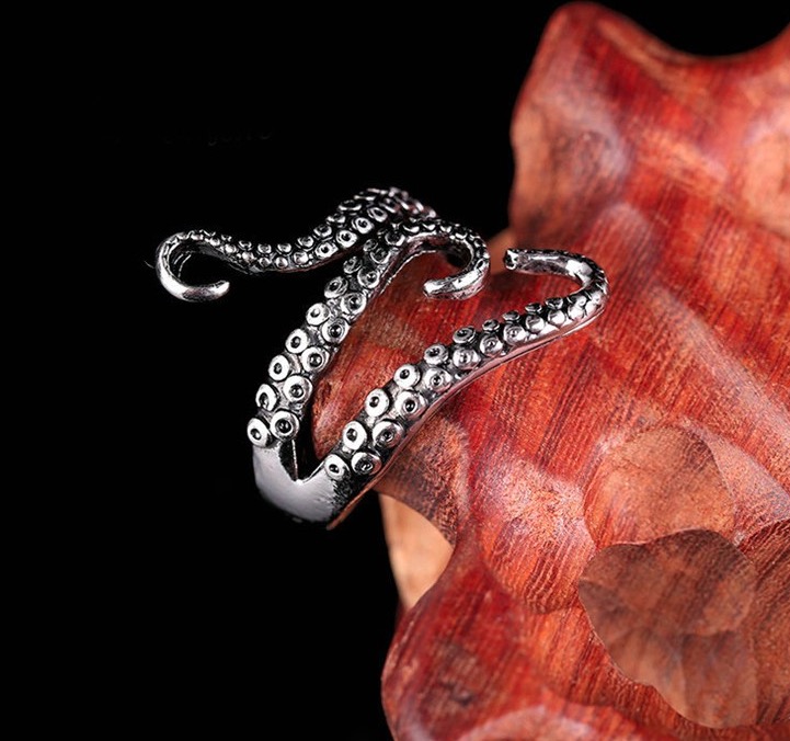 Band Rings Zinc Alloy Punk Style Squid Octopus Ring New Men's Jewelry Animal Opened Adjustable Finger Ring for MChristmas gift for women