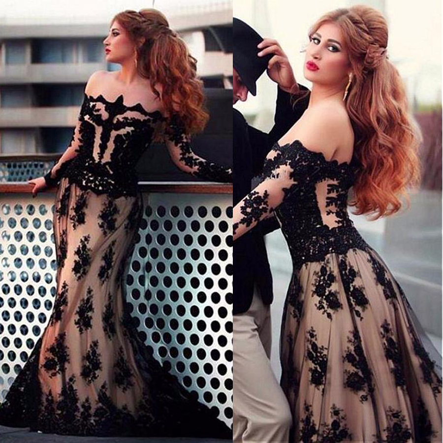 Off-the-Shoulder Neckline A-line Evening Dresses With Lace Appliques Black Long Sleeves Prom Dress Illusion Back Party Dresses, Water melon
Off-the-Shoulder Neckline A-line Evening Dresses With Lace Appliques Black Long Sleeves Prom Dress Illusion Back Party Dresses, Water melon