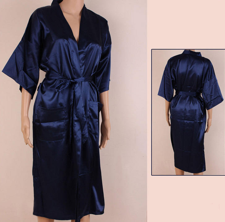 Wholesale-Plus Size XXXL Chinese Men Rayon Silk Robe Summer Solid Color Nightgown Traditional Yukata Kimono Bath Gown With Belt MR002