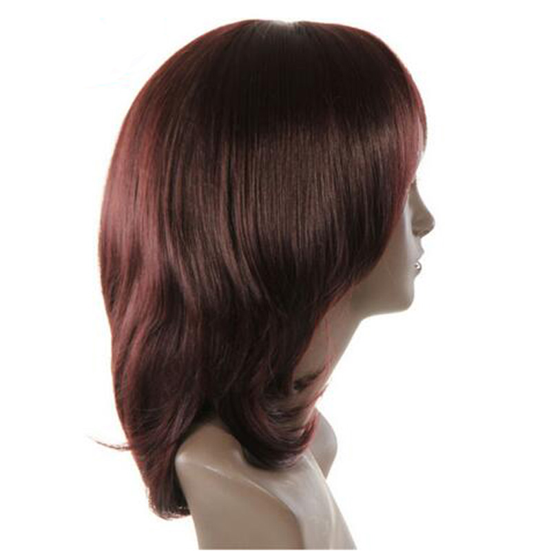 Women short straight Red Brown High temperature Synthteic Hair wig