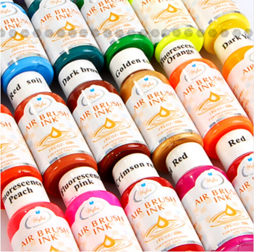 24 Colours 30ml Nail Art Airbrush Paint Ink For Tip Airbrush Painting Design With Free Shipping