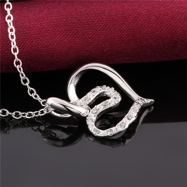 New arrival women's heart shape Pendant Necklace white gemstone sterling silver necklace STSN641,hot sale fashion 925 silver necklace