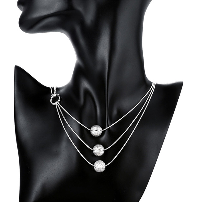 Brand new Three sand bead necklace sterling silver plate necklace STSN187,Hot sale fashion 925 silver necklace factory sale christmas gift
