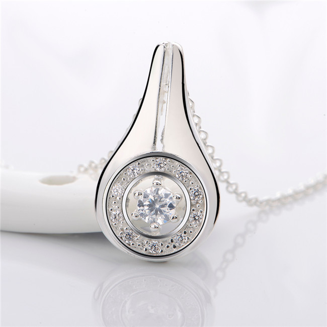Hot sale water bottle Pendant necklace white gemstone sterling silver plate necklace STSN504,fashion 925 silver necklace factory direct sale