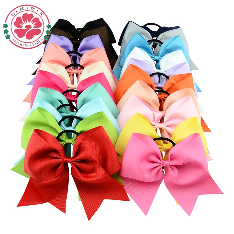 Wholesale-8 Inch Large Solid Girls Cheerleading Hair Bow Grosgrain Ribbon Cheer Bow Elastic Band Ponytail Hair Holder For Girl /Women 598, 15
Wholesale-8 Inch Large Solid Girls Cheerleading Hair Bow Grosgrain Ribbon Cheer Bow Elastic Band Ponytail Hair Holder For Girl /Women 598, 15
