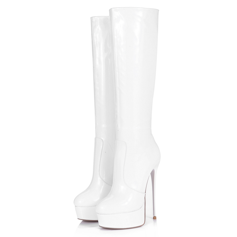 Wholesale Sexy Trendy White Shiny Patent PU Knee Boots for Women With Round Toe Platform and 16cm high heel Italian Design Handmade Shoes, Black
Wholesale Sexy Trendy White Shiny Patent PU Knee Boots for Women With Round Toe Platform and 16cm high heel Italian Design Handmade Shoes, Black