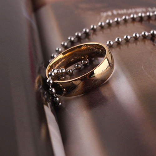 Brand New Fashion Colol jewelry Classic Men Women LOTR 18K Gold GP Wedding Band Rings for Women Men Pendant Width 6mm Size 6-12