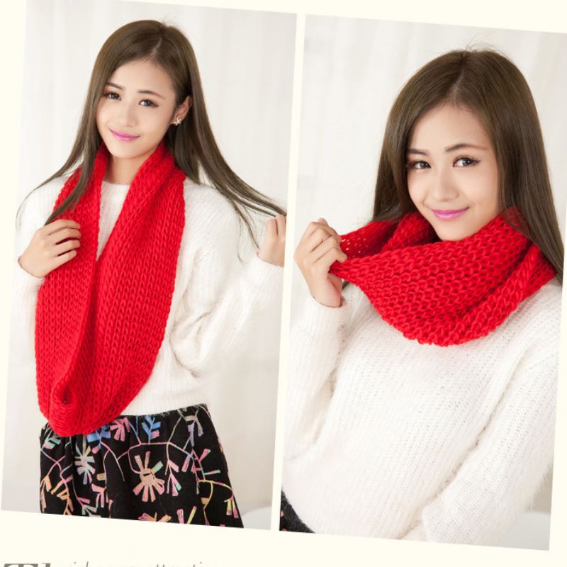 Knitted Infinity Scarves Pure Color Two Rings Winter Scarf 130 x 25 cm 10 Colors Wholesale Scarve