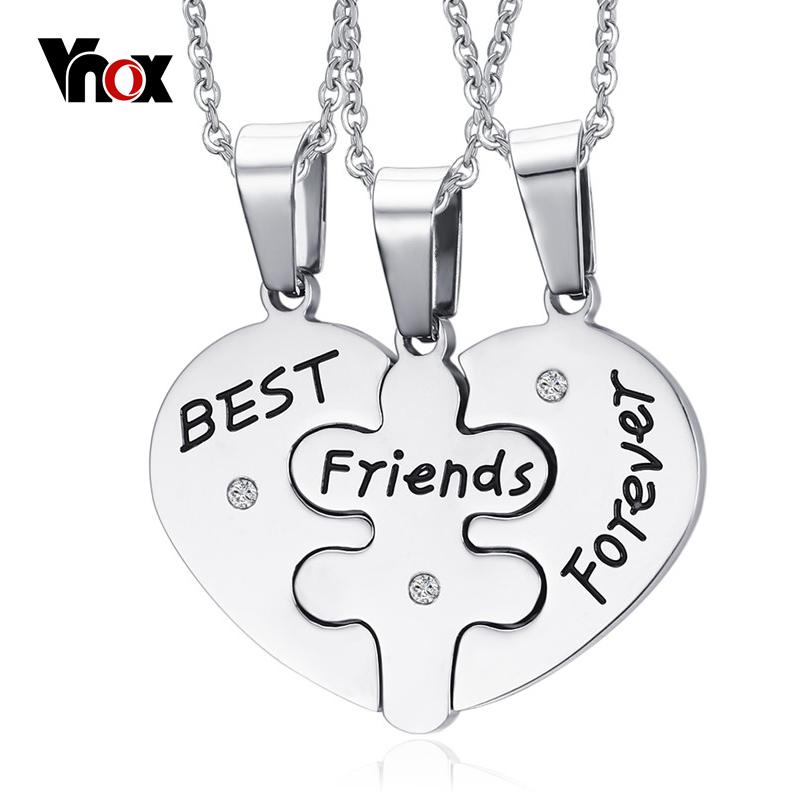 New Best Friend Forever Necklaces Pendants Silver Plated Stainless Steel Pendants 3 Pieces One Set for Best Friend Gift
New Best Friend Forever Necklaces Pendants Silver Plated Stainless Steel Pendants 3 Pieces One Set for Best Friend Gift
