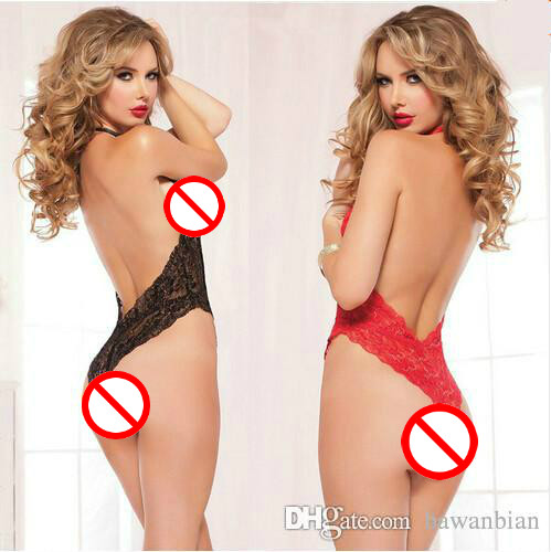 New Women lace Lingerie hot babysuit sexy teddy underwear Perspective deep v neck halter sexy costumes free shipping