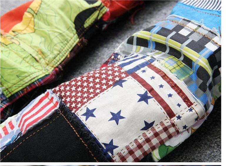 Mens Jeans New arrive Personality men's Patchwork Fashion famous Brand clothing Mens Jeans homme Ripped gym warm men