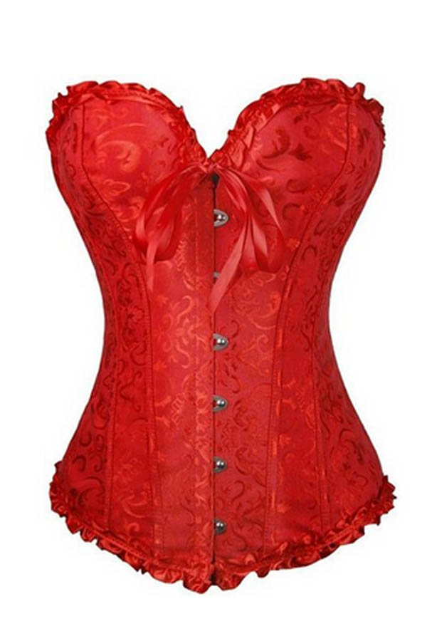 Frill Jacquard Brocade Corset Wholesale Plus size Lace up Women Ribbon Floral Embroidery Overbust Sexy Dance Bridal Corse Bustiers