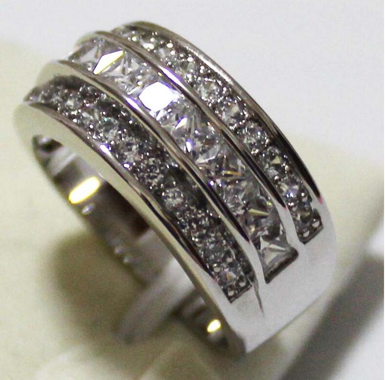 Victoria Wieck Princess Men Fashion Jewelry 10KT White Gold Filled Sapphire&Ruby&Topaz CZ Diamond Gemstones Party Popular Wedding Band Ring