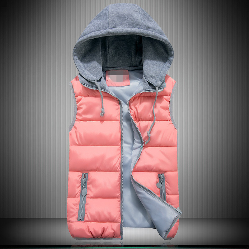 Wholesale-women's cotton collar hooded down vest Removable hat high quality Brand New female winter warm Jacket&Outerwear Thicken