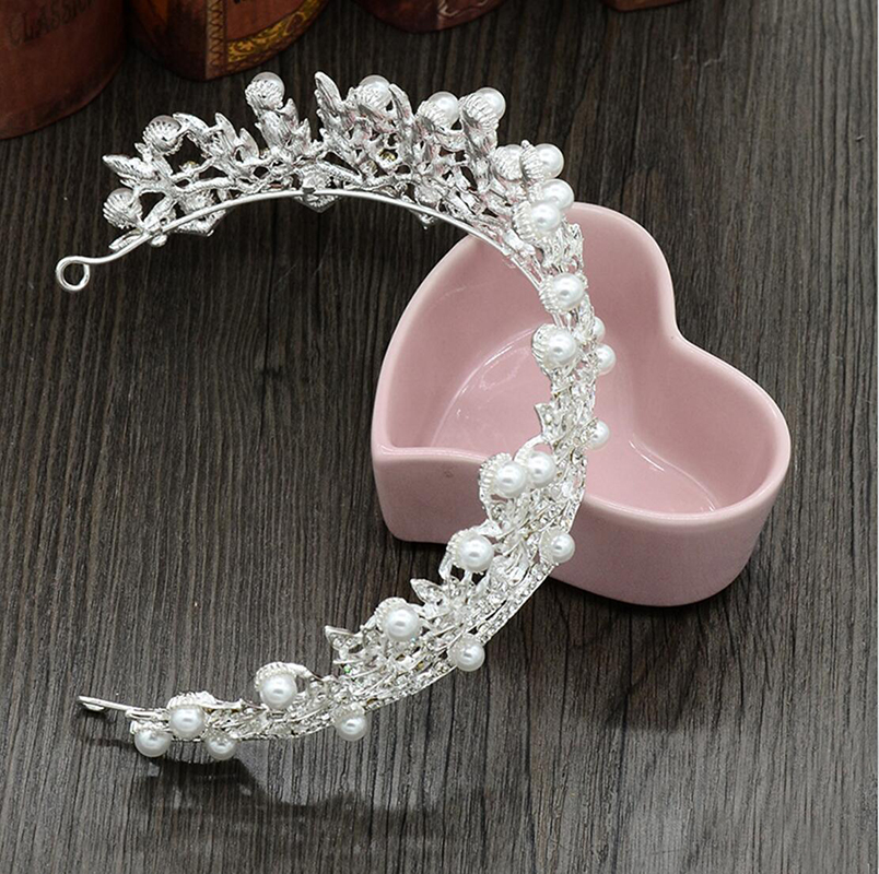 Pearls Diamond Wedding Crowns Bridal Headpieces Headbands Women Crystal Jewelry Tiaras Wholesale Party Quinceanera Birthday Hair Accessories