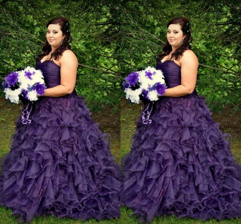 Colorful Plus Size Ball Gown Wedding Dresses 2017 Purple Sweetheart Ruffles Organza Ruched Bridal Gowns Lace Up Floor Length Wedding Dress, Gold
Colorful Plus Size Ball Gown Wedding Dresses 2017 Purple Sweetheart Ruffles Organza Ruched Bridal Gowns Lace Up Floor Length Wedding Dress, Gold