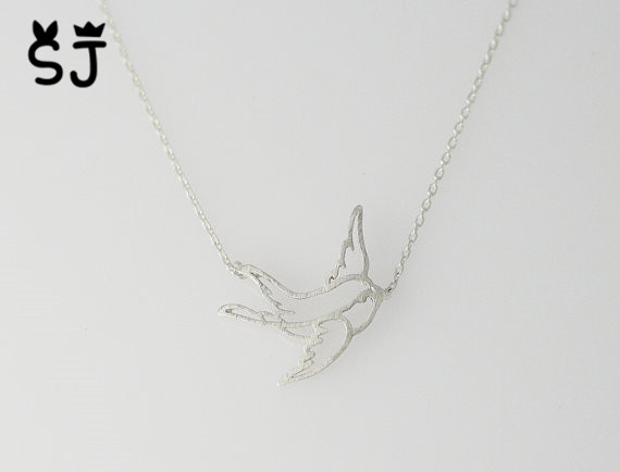 10PCS Gold Silver Lovely Flying Swallow Necklace Sparrow Necklace Paper Origami Bird Necklaces Cute Dove Birds Necklace