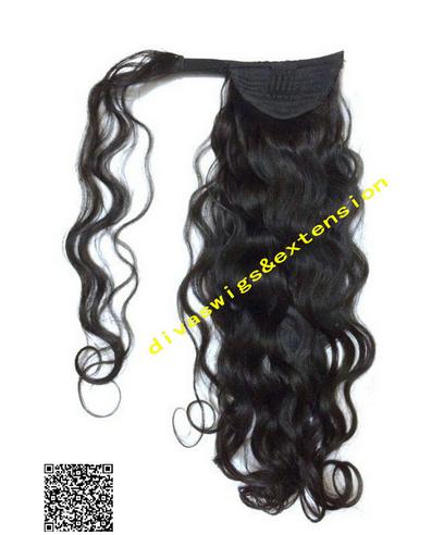 wavy curly Pony Tail Extension High Quality Human Ponytail Hair Tight Wrap Around Human Hair Ponytail 120g