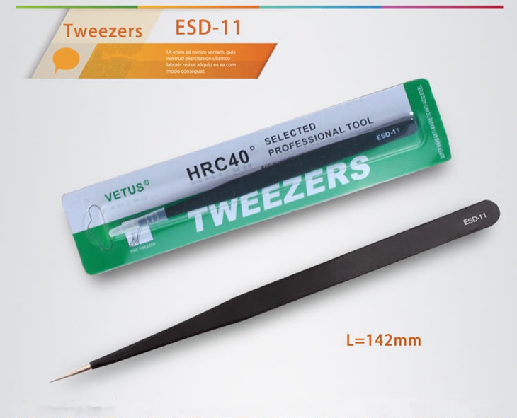 Black VETUS Tweezers HRC40 Antistatic Stainless Steel Nipper ESD 10 11 12 13 14 15 ESD Series for Repair Repairment Mend Tool Vape
Black VETUS Tweezers HRC40 Antistatic Stainless Steel Nipper ESD 10 11 12 13 14 15 ESD Series for Repair Repairment Mend Tool Vape