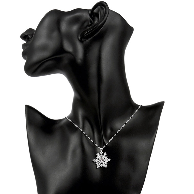 High grade women's snowflake shape Pendant Necklace white gemstone sterling silver plate necklace STSN771,new fashion 925 silver necklace