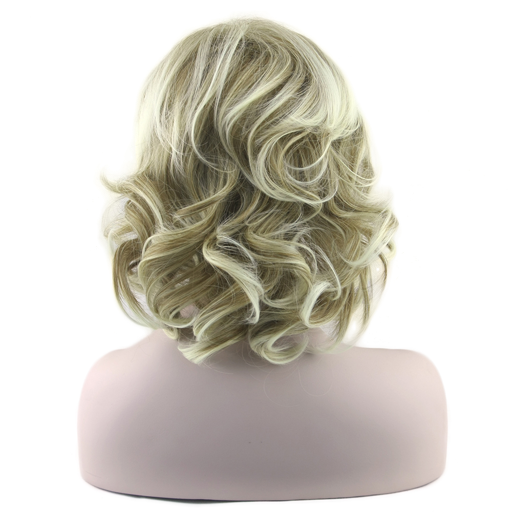 Blonde Wavy Short Wigs Cosplay Wig Synthetic Heat Resistance Hair Ombre Wigs for Women free shipping