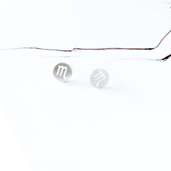 10Pair- S003 Zodiac Scorpio Earrings Signs 12 Constellation Stud Earrings Horoscope Astrology Disc Stud Earrings for Birthday Gifts