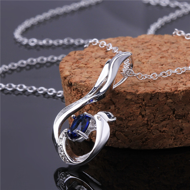 High grade horse's hoof Pendant Necklace white gemstone sterling silver necklace STSN684,fashion 925 silver necklace factory direct sale