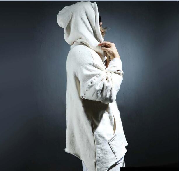 Fall-Men's Top Fashion Metal Button Black Long Hooded Cloak Coat Stylish Gothic Trench Overcoat Hot-selling Winter Yuppie Cape Poncho
