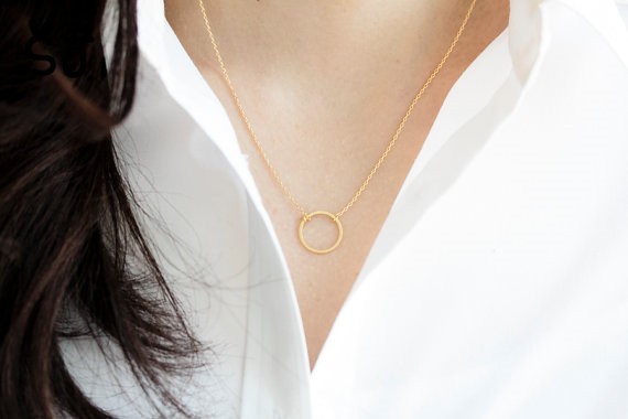 30PCS Gold Silver Simple Dainty Circle Necklace Open Circle Outline Necklace eternity karma circle round necklace jewelry