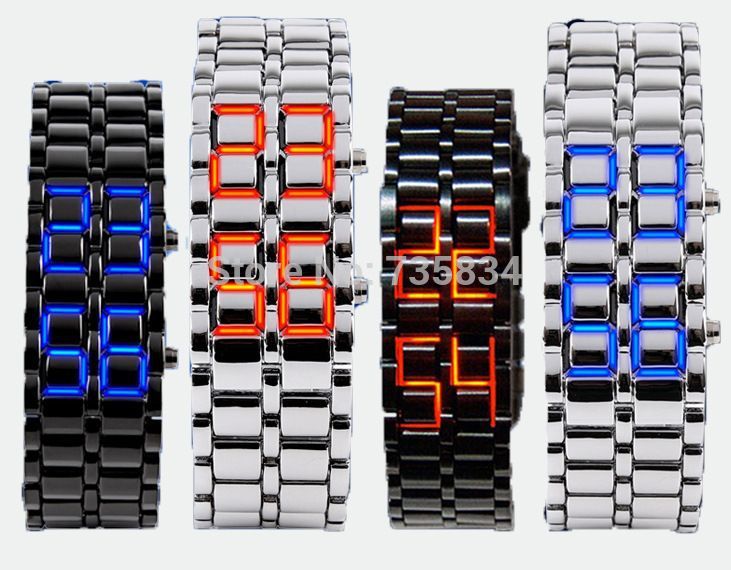 Wholesale 50pcs/lot Mix 4colors NEW Metal Lava Style LED Iron Samurai Watch Men Women styles fashion classic watches LL001, Red led
Wholesale 50pcs/lot Mix 4colors NEW Metal Lava Style LED Iron Samurai Watch Men Women styles fashion classic watches LL001, Red led