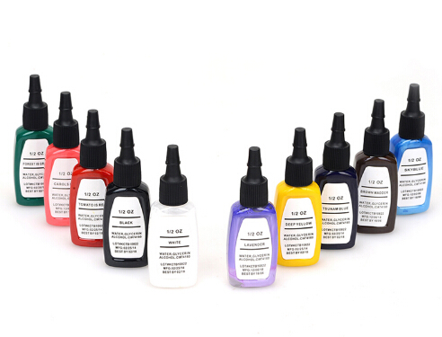 10 Colors/Bottles Tattoo Ink Pigment Set Kits for Body Art Tattoo 15ml 1/2 OZ Professinal Beauty Makeup Tattoo Inks Free Shipping