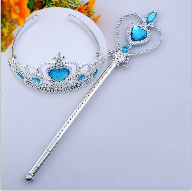 6 colors Princess Headwear Crown+Magic wand 2pcs/set Party Cosplay Princess Hair accessories C1600