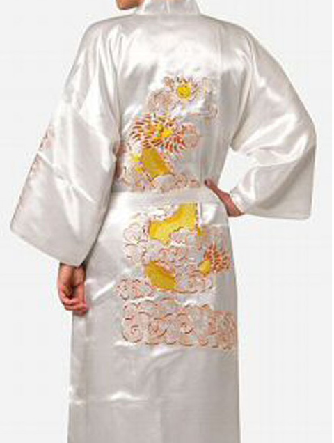 Wholesale-Chinese Women's Silk Satin Robe Embroidery Dragon Kimono Bathrobe Gown Night Robe Bath Robe Fashion Dressing Gown For Women, White
Wholesale-Chinese Women's Silk Satin Robe Embroidery Dragon Kimono Bathrobe Gown Night Robe Bath Robe Fashion Dressing Gown For Women, White