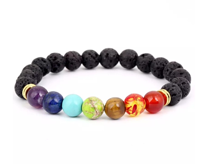 Hot selling Unisex chakra energy Beaded, Strands natural lava stone bracelets 8mm colorful beads bracelets free shipping