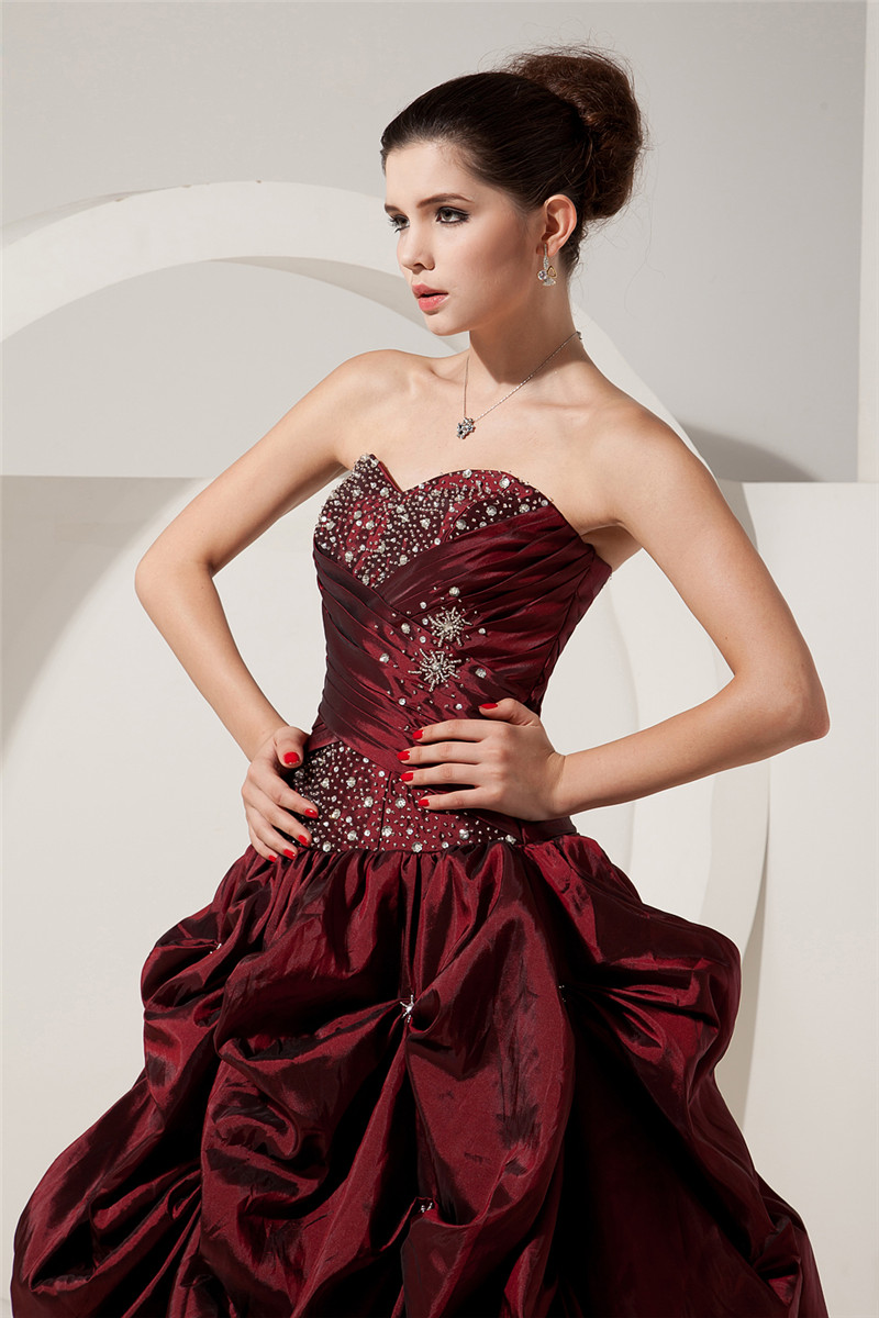 2017 Sexy Sweetheart Crystal Taffeta Ball Gown Quinceanera Dress with Beading Pleat Plus Size Sweet 16 Dress Vestido Debutante Gowns BQ63