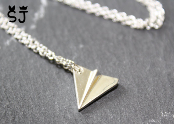 30PCS Gold Silver Origami Plane Necklace Paper Plane Necklace Tiny Aircraft Airplane Necklaces Jewelry for women