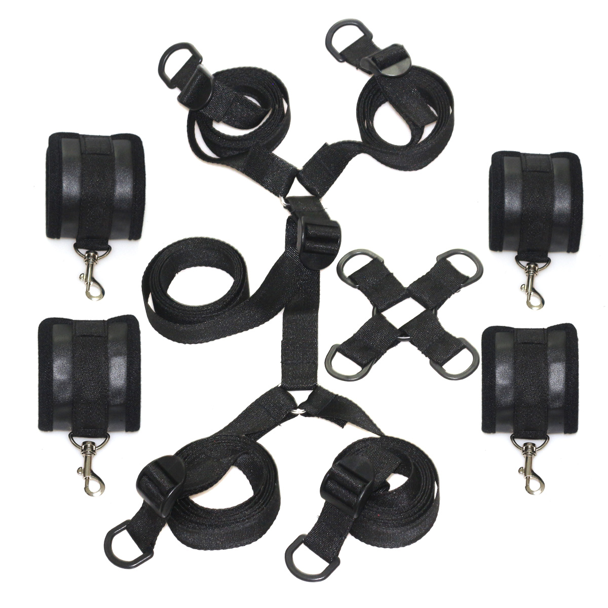 2017 nouveau noir pu rstraints bondage sur lit kit bondage poignets engrenage fétiche sexe adulte sm jouets