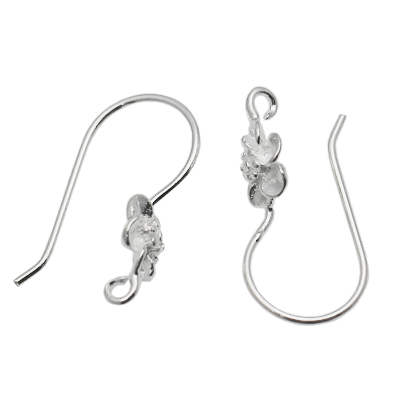 Beadsnice Flower Earwires French Hook Earrings Findings Open Loop Earring Wires in 925 Sterling Silver ID 34940