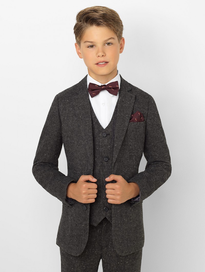 Boys Tuxedo Boys Dinner Suit For Wedding Formal Suits Tuxedo for Kids Formal Occasion Suits For Little Men (Jacket+Pants+Vest+Bow Tie)