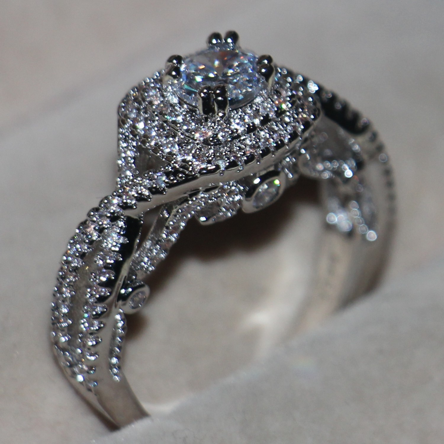 Victoria Wieck 2016 New Hot Luxury Jewelry 925 Sterling Silver White topaz Simulated Diamond Gemstones Wedding Band Women Rings Size 5-11
