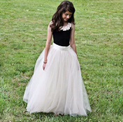2016 Popular Cheap But Elegant Flower Girl Dresses Children Long Tulle Tutu Skirt Crew Sleeveless Floor Length Flower Girl Dress