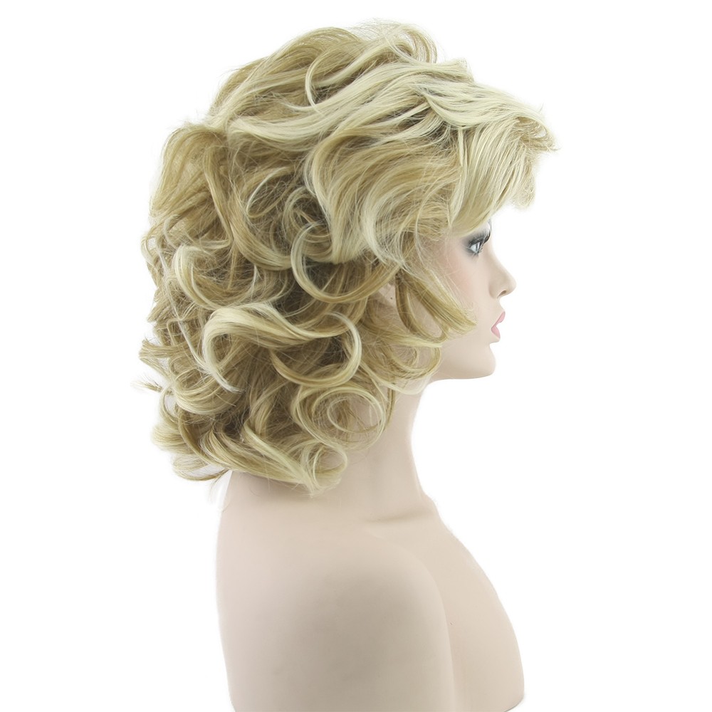 Blonde Wavy Short Wigs Cosplay Wig Synthetic Heat Resistance Hair Ombre Wigs for Women free shipping