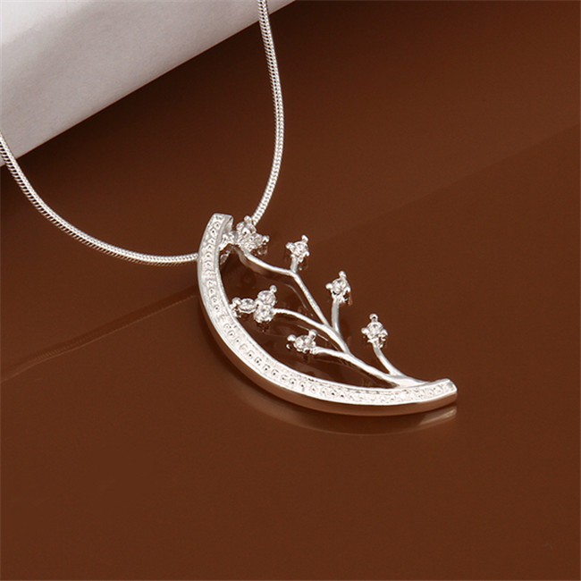 Cheap round shape hollow Pendant Necklace white gemstone sterling silver necklace STSN430,fashion 925 silver necklace factory direct sale