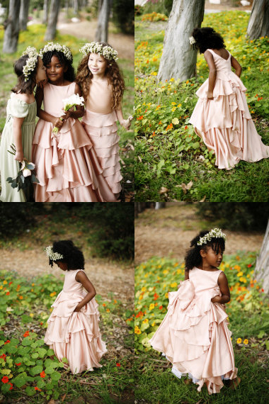 Bohemian 2019 New Flower Girl Dresses Wedding Cheap Jewel Backless Tiered Ruffles Floor Length Blush Pink African Girls Formal Dress EN6145