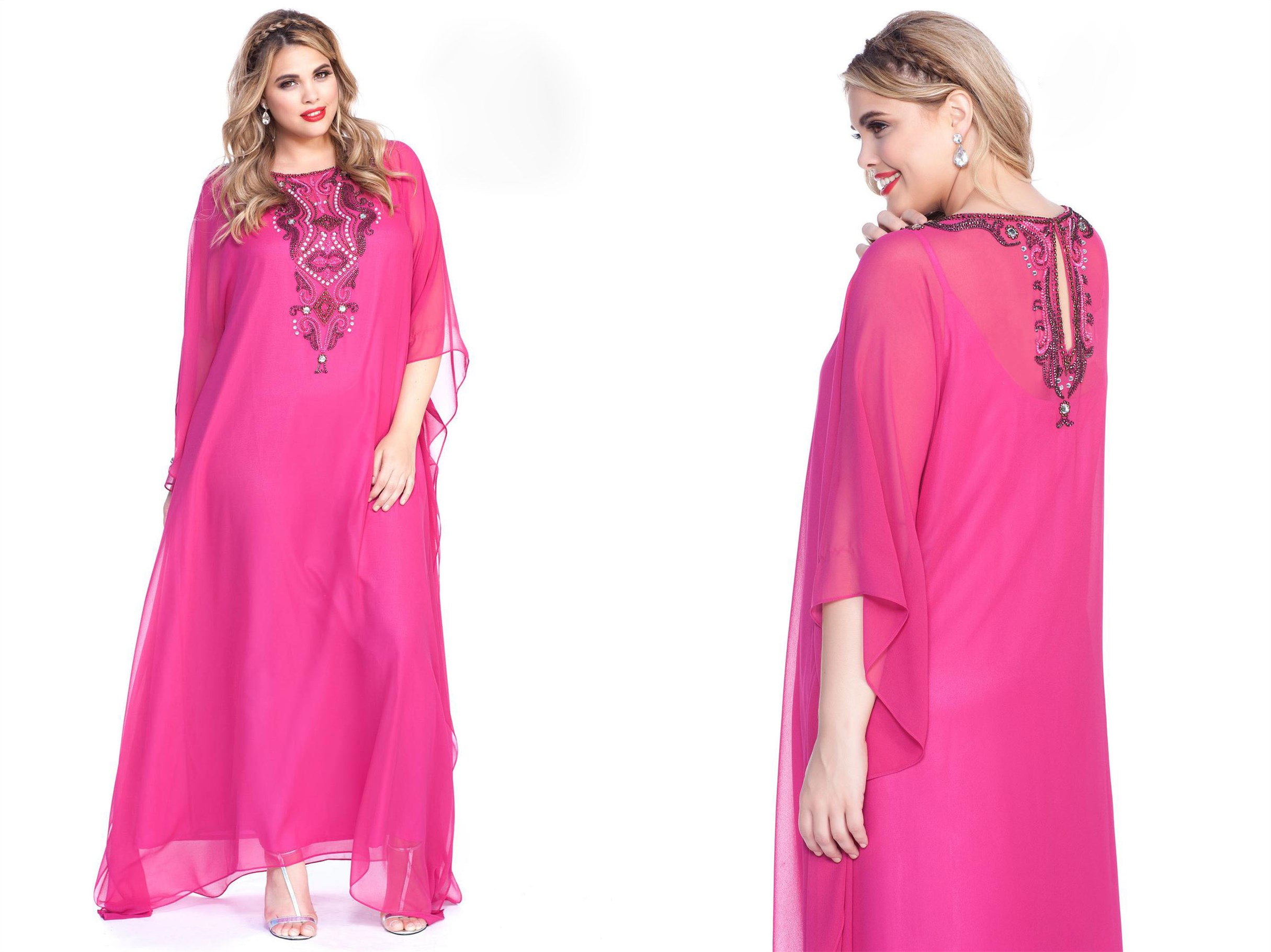 Beaded Plus Size Special Occasion Dresses Hollow Back Prom Gowns Jewel Neck Long Sleeve Formal Dress, Chocolate
Beaded Plus Size Special Occasion Dresses Hollow Back Prom Gowns Jewel Neck Long Sleeve Formal Dress, Chocolate