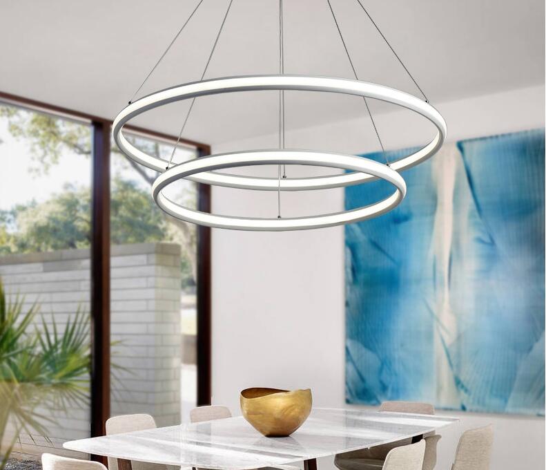 Circular Modern LED Pendant Lamp Double Glow Chandelier Lighting Aluminum Hanging Droplights for Dining Living Room Indoor Lights