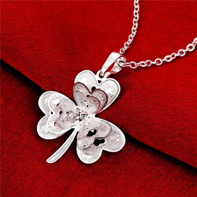 New women's Lotus flower shape Pendant Necklace white gemstone sterling silver plated necklace STSN735,hot sale fashion 925 silver necklace