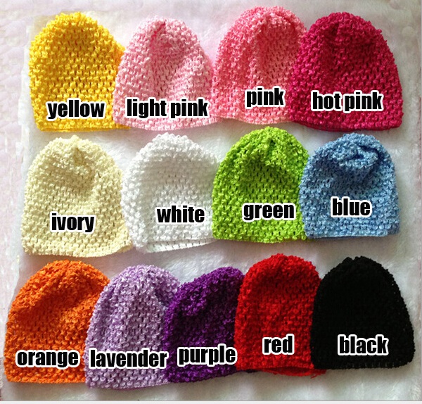 50pcs Colorful Baby 6" Crochet Beanie Hats Infant Handmade Knit Waffle hat String Wheat Caps Newborn cap 21colors MZ9101